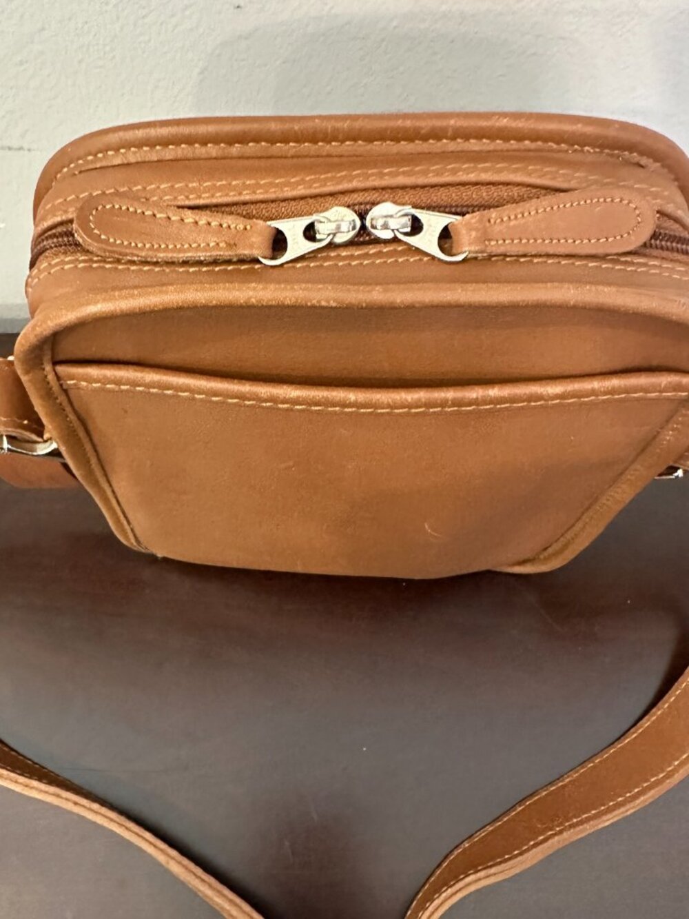 Leather Brown zip Camera Bag Shoulder Purse - Picture 2 of 16